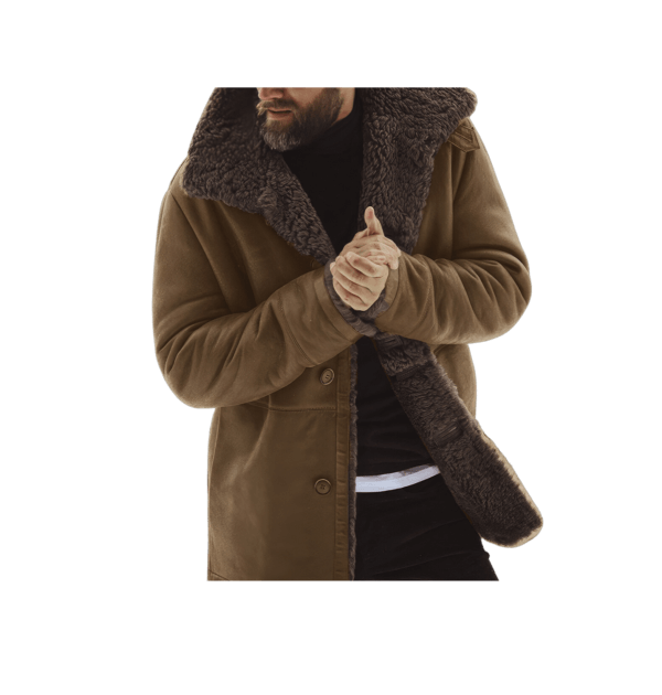 Real Leather Suede Sherpa Shearling Faux Fur Lined Warm Coat G1 Military