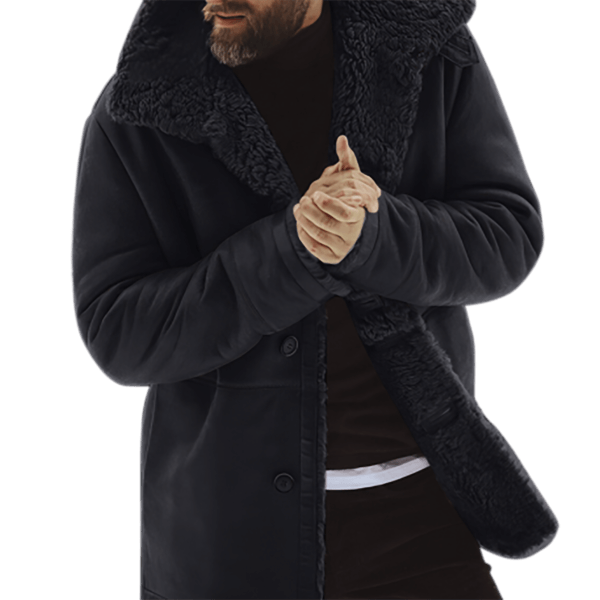 Real Leather Suede Sherpa Shearling Faux Fur Lined Warm Coat G1 Military - Image 3