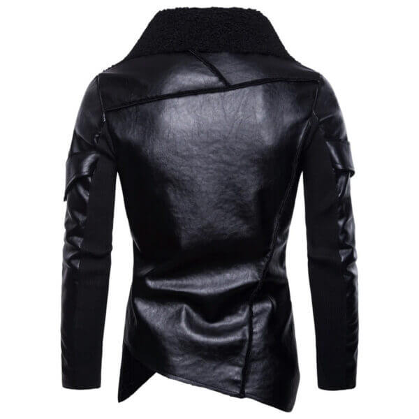 Biker Jacket Asymmetrical Korean Fashion Genuine Sheepskin Leather Jacket - Image 3