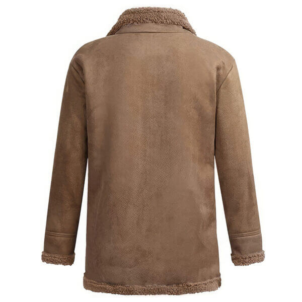 Real Leather Suede Sherpa Shearling Faux Fur Lined Warm Coat G1 Military - Image 2