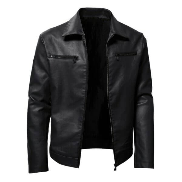 Biker Genuine Sheepskin Shirt Collar Steampunk Vintage Cafe Racer Leather Jacket