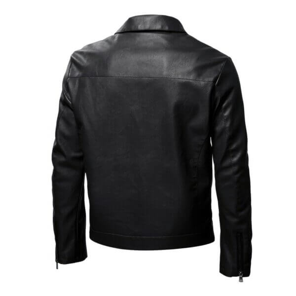 Biker Genuine Sheepskin Shirt Collar Steampunk Vintage Cafe Racer Leather Jacket - Image 2