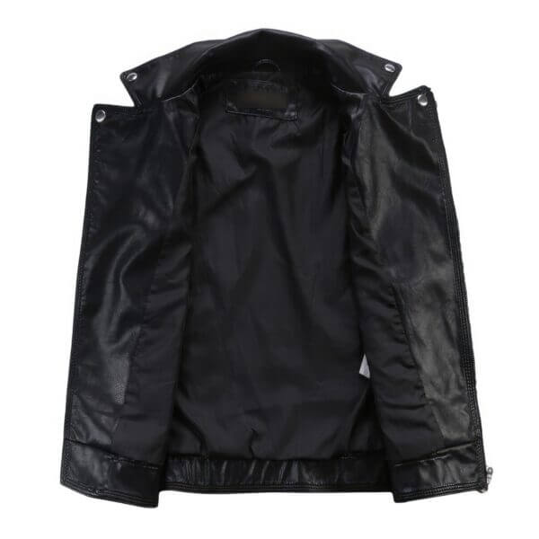 Genuine Sheepskin Sleeveless Vest Cafe Racer Lapel Collar Leather Waistcoat - Image 3
