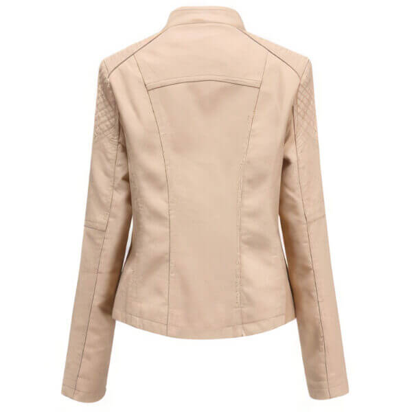 Apricot Biker Asymmetric Slim Fit Leather Jacket - Image 2