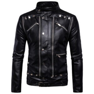 Black Bikerr Moto Multi Zip Slim Fit Rider Leather Jacket