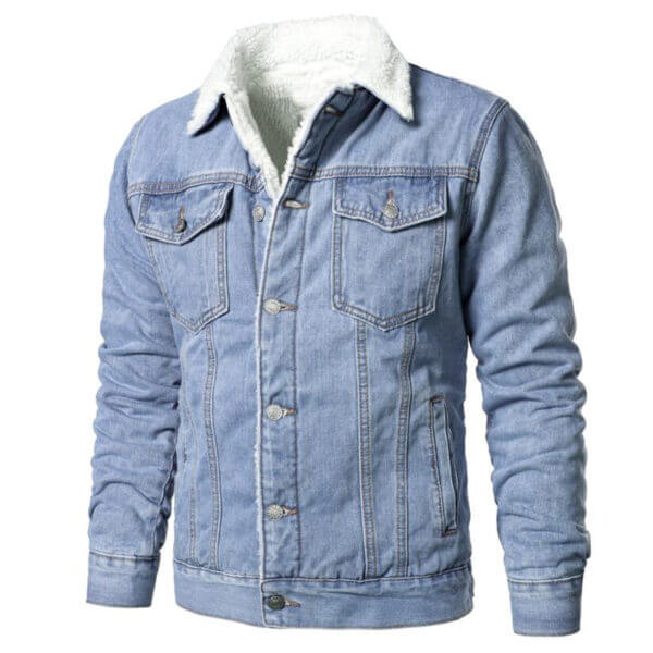 Blue Western Trucker Winter Denim Jacket - Image 2