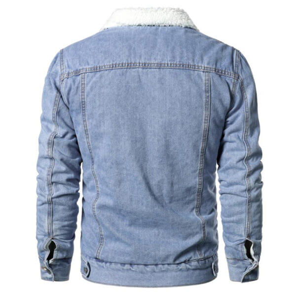 Blue Western Trucker Winter Denim Jacket - Image 3