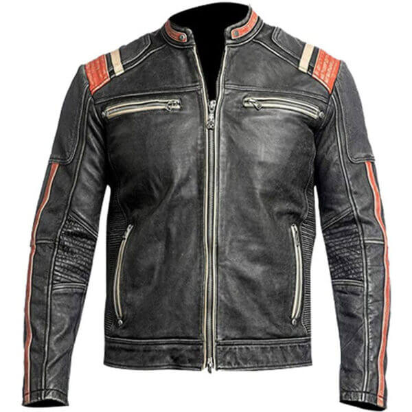 Cafe Racer Distressed Leather Jacket