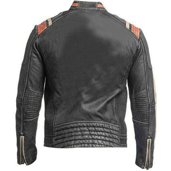 Cafe Racer Distressed Leather Jacket - Image 2