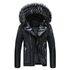 Detachable Hood Quilted Design Rider Leather Jacket