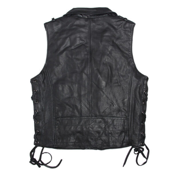 Genuine Cowhide Laced Gothic Biker Style Leather Waistcoat - Image 2