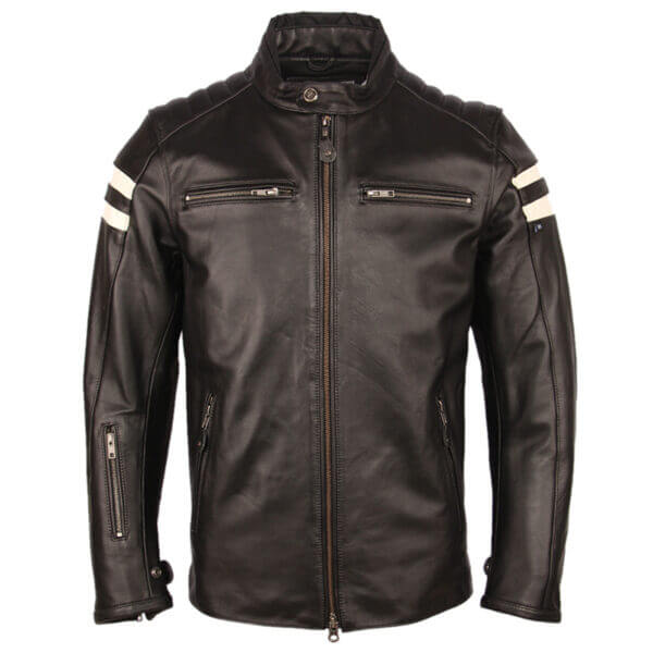 Men Black Biker Crossover Leather Jacket