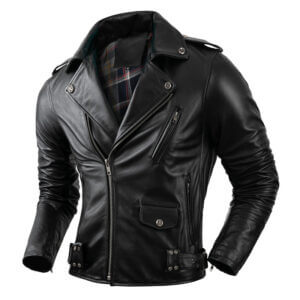 Men's Brando Asymmetric Lapel Leather Jacket