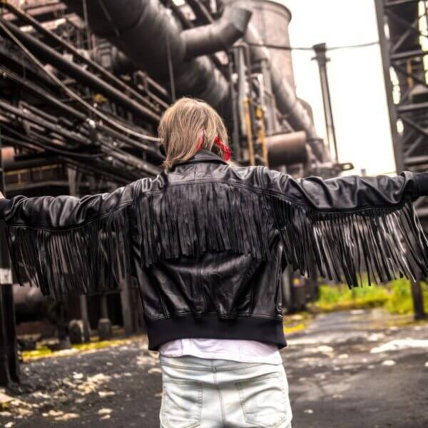 Men's Cowboy Tassels American Fringe Leather Jacket - Image 3