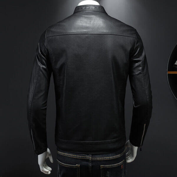 Motorcycle Rider Quilted Shoulders Korean Style Leather Jacket - Image 6
