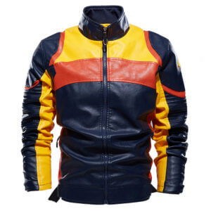 Multi Color Retro Moto Riding Sporty Leather Jacket