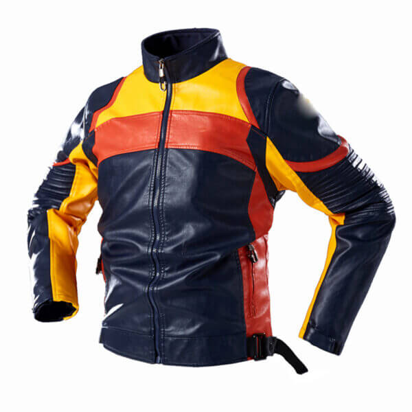 Multi Color Retro Moto Riding Sporty Leather Jacket - Image 4