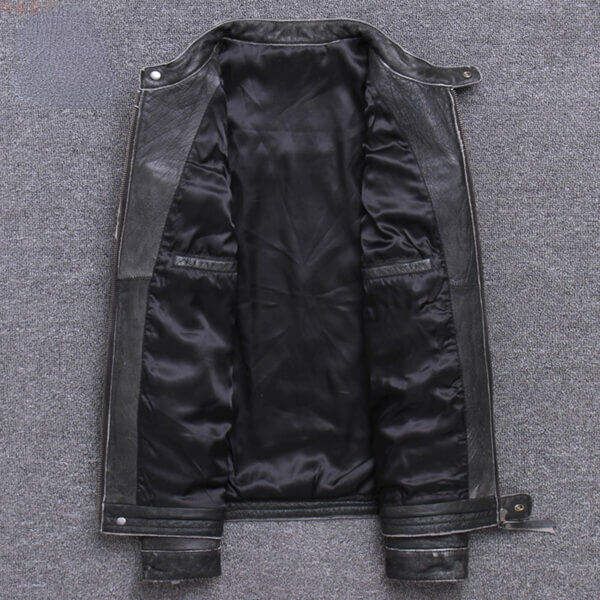 Patched Vintage biker Leather Jacket - Image 3