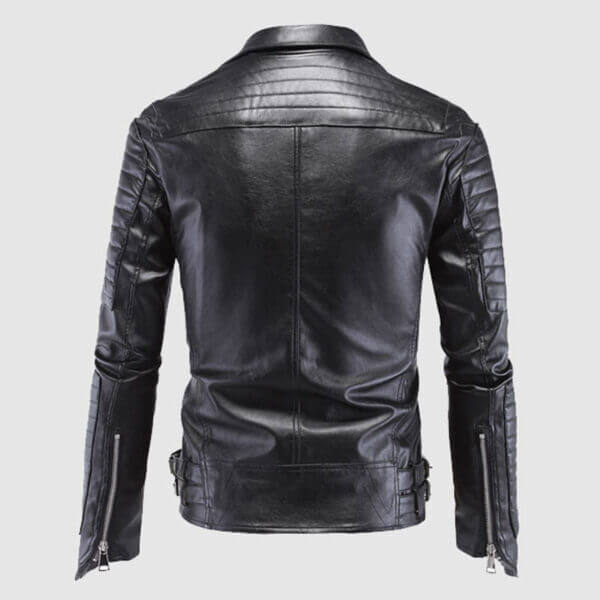 Skull Metal Studded Punk Motorcycle Leather Jacket - Image 2