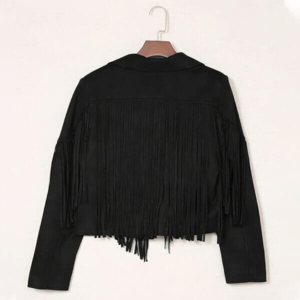 Genuine Suede Tassel Lapel Native American Vintage Leather Jacket - Image 2