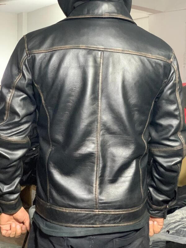 Antique Black Sheep Leather Hoodie Jacket - Image 2