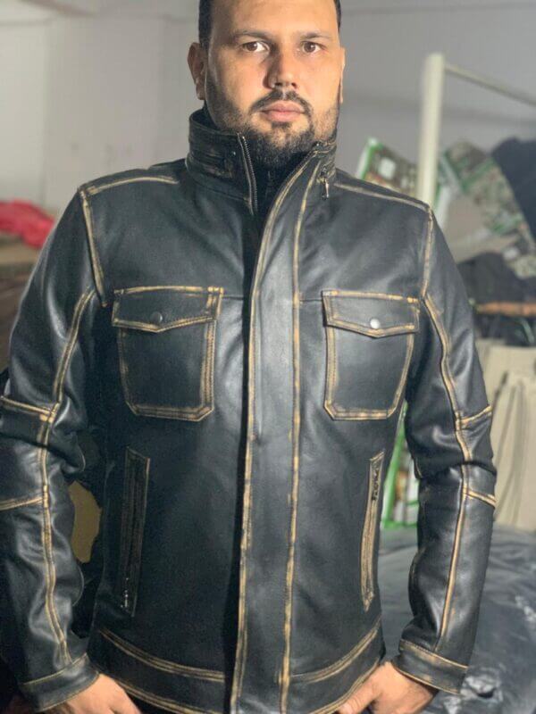 Vintage Black Cowhide Leather Jacket