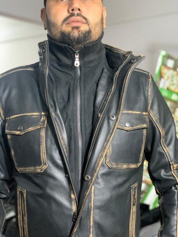 Vintage Black Cowhide Leather Jacket - Image 3