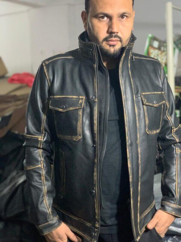 Vintage Black Cowhide Leather Jacket - Image 4