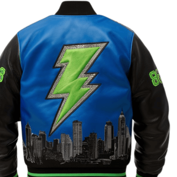 Pulse Gear Electric Blue Lightning Bomber Jacket - Image 2