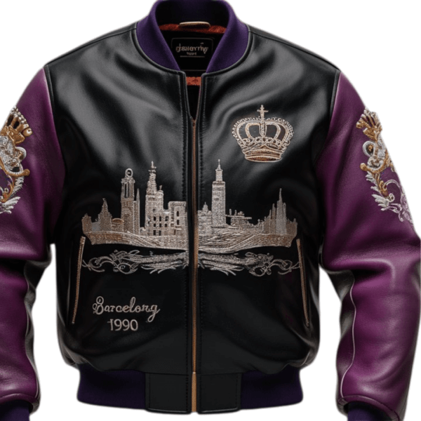 Jacketiry Barcelona Crown Leather Bomber Jacket